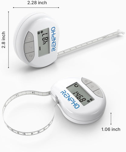Body Measuring Smart Tape: Measuring Waist, Hip, Bust, Arms, Muscle Gain, Retractable, 60In /150Cm, White